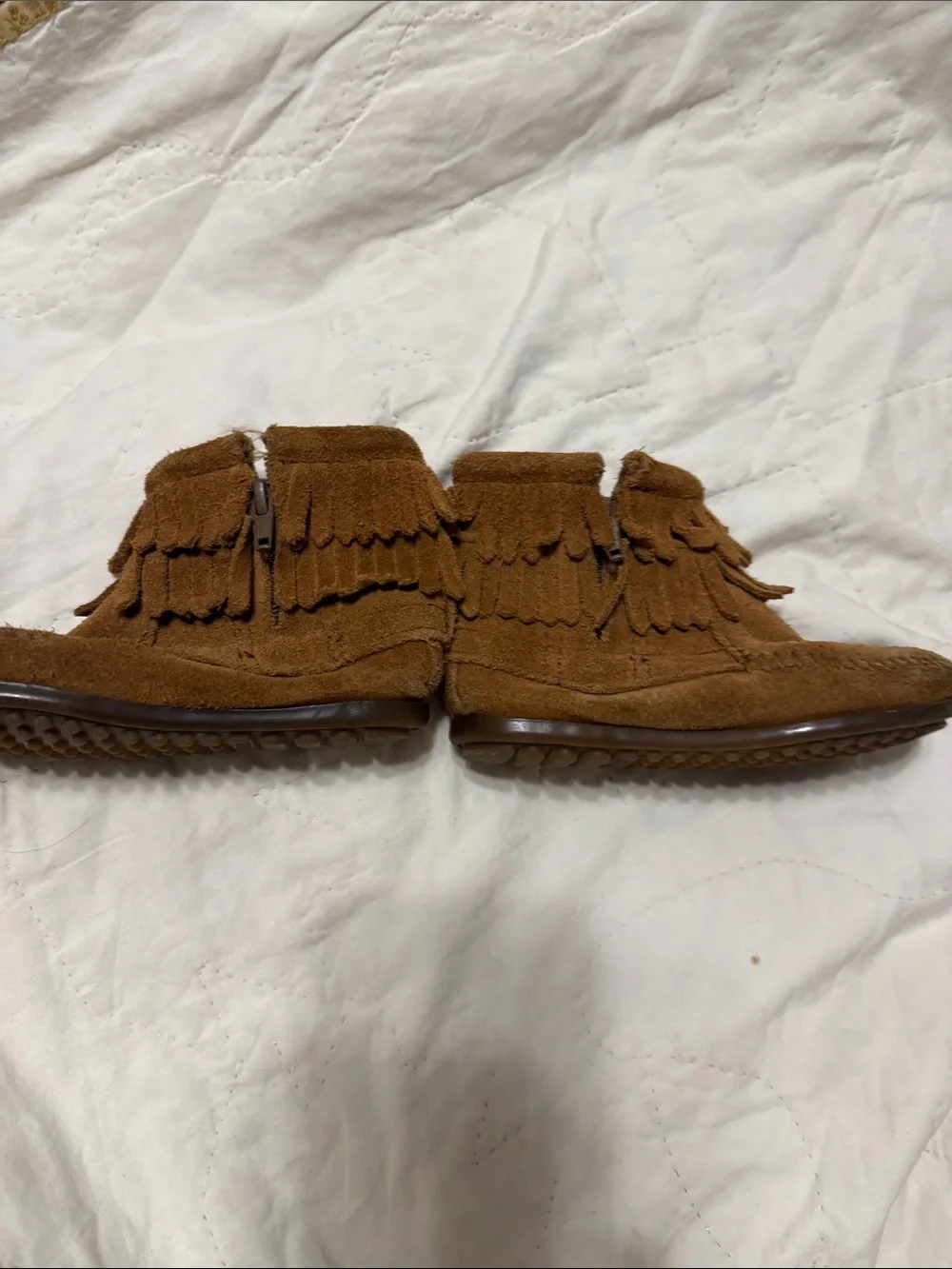 Child's Suede Fringe Moccasin Booties - Brown